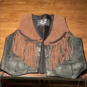 Vintage!! Unisex leather and suede fringe vest